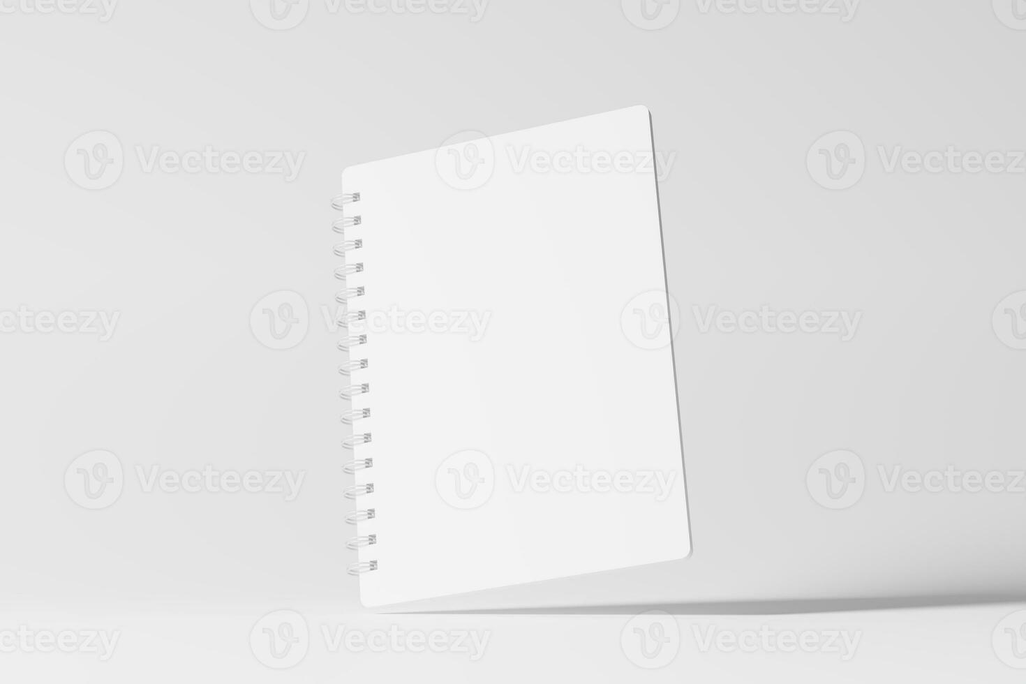 A4 A5 Rounded Corner Spiral Notebook 3D Rendering White Blank Mockup photo