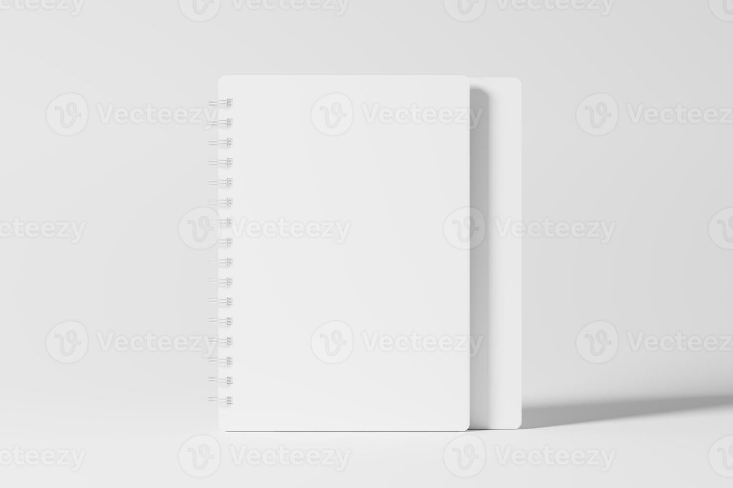 A4 A5 Rounded Corner Spiral Notebook 3D Rendering White Blank Mockup photo