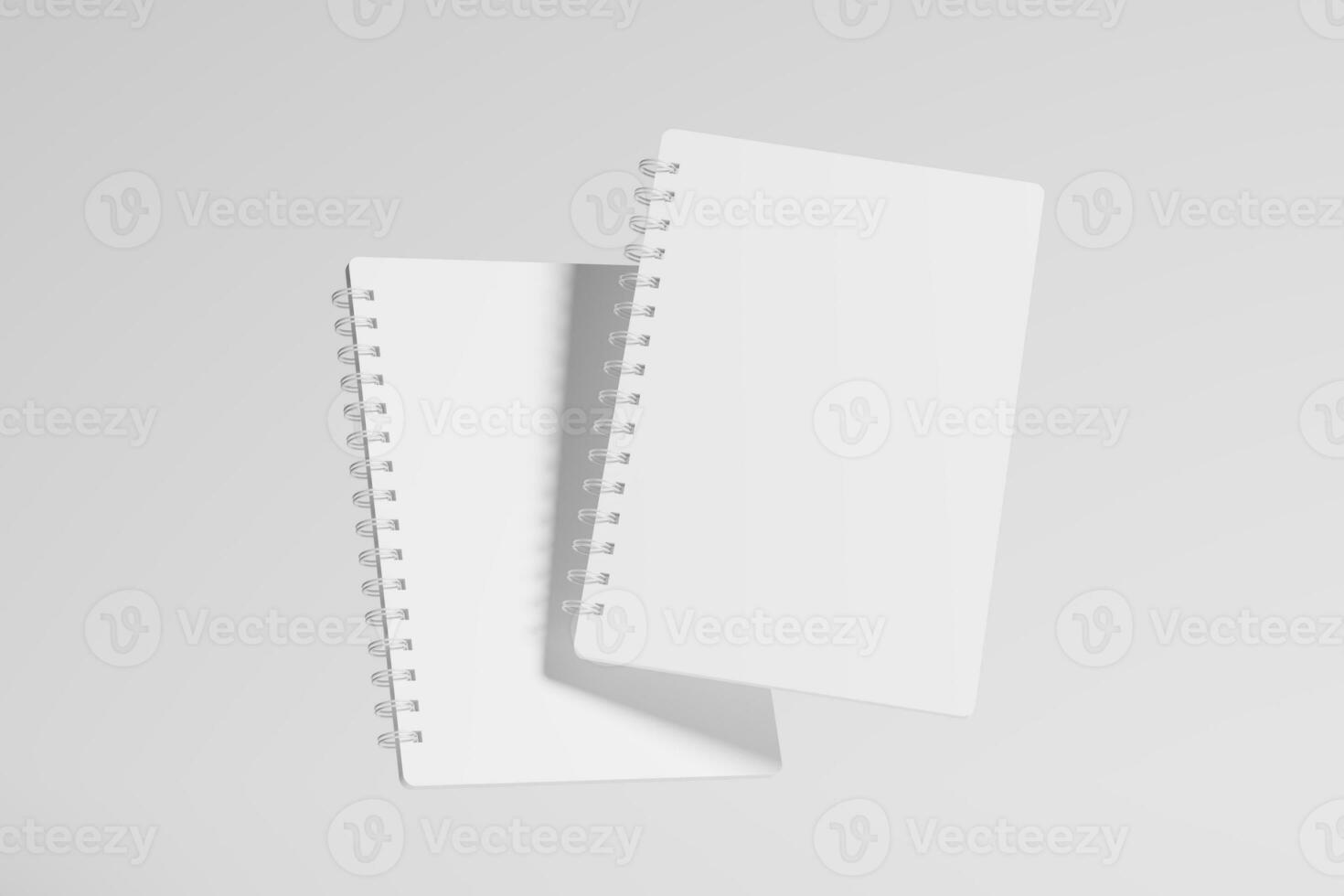 A4 A5 Rounded Corner Spiral Notebook 3D Rendering White Blank Mockup photo