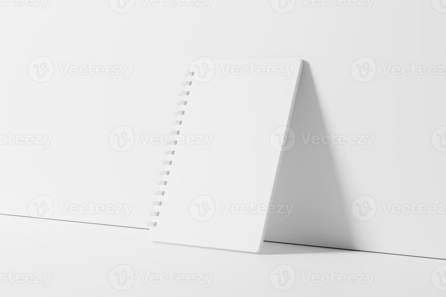 A4 A5 Rounded Corner Spiral Notebook 3D Rendering White Blank Mockup photo