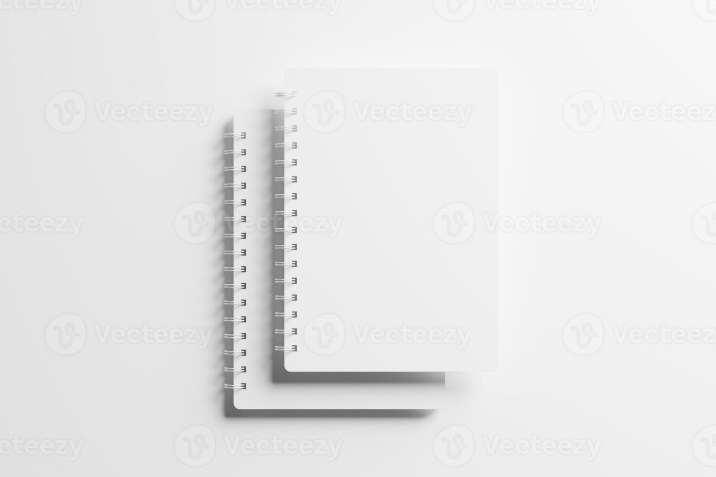 A4 A5 Rounded Corner Spiral Notebook 3D Rendering White Blank Mockup photo