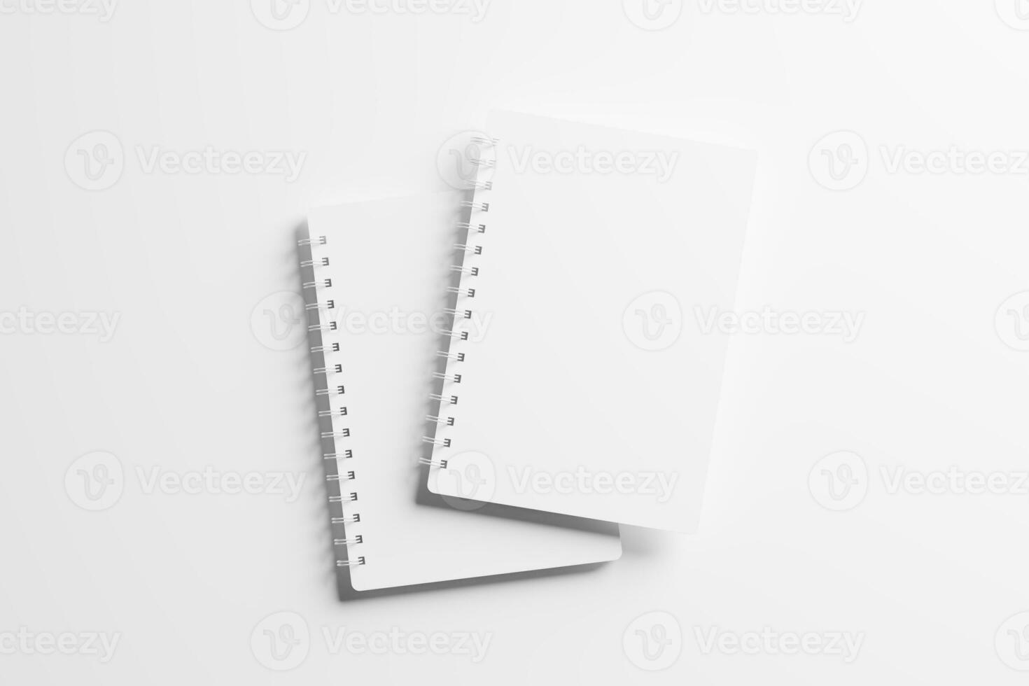 A4 A5 Rounded Corner Spiral Notebook 3D Rendering White Blank Mockup photo