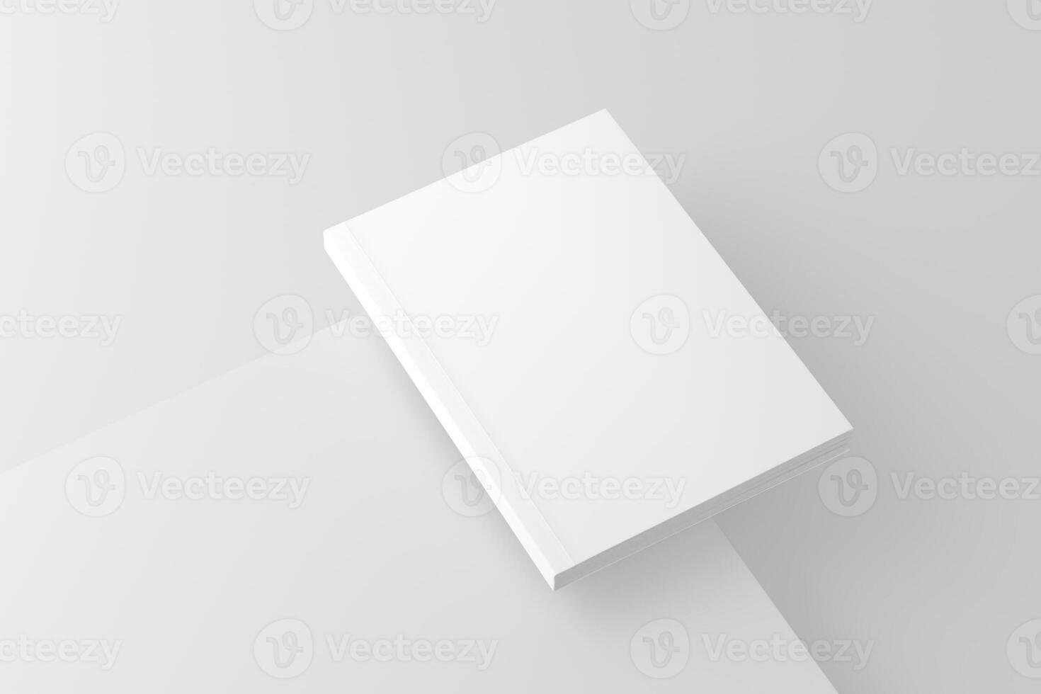 Softcover Book Cover White Blank 3D Rendering Mockup photo