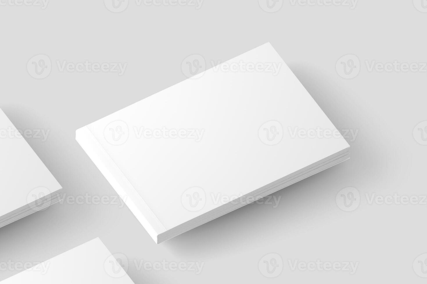 Softcover Landscape Book White Blank 3D Rendering Mockup photo