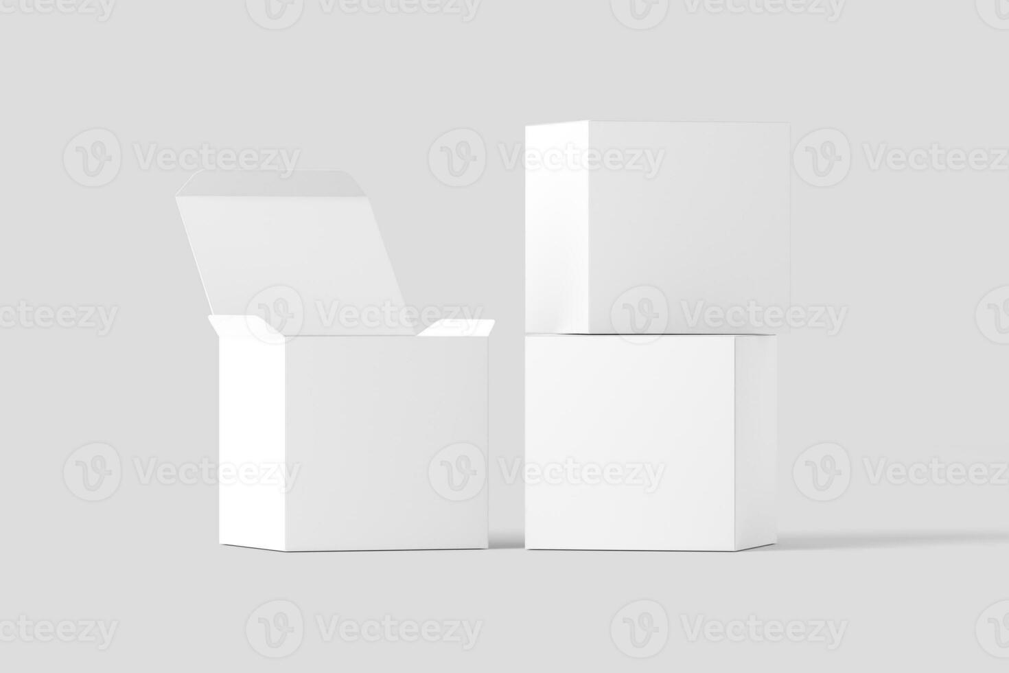 Square Box 3D Rendering White Blank Mockup photo