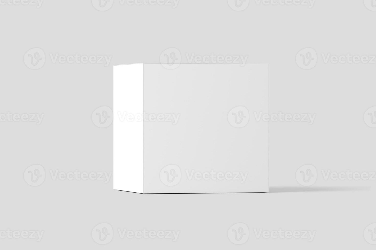 Square Box 3D Rendering White Blank Mockup photo