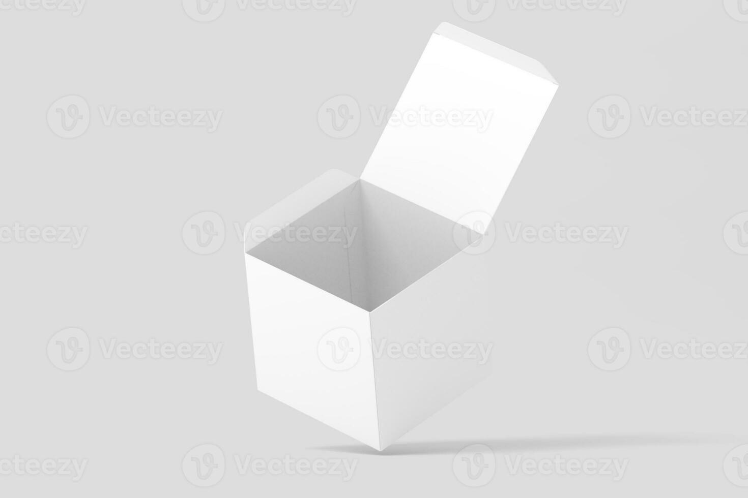 Square Box 3D Rendering White Blank Mockup photo