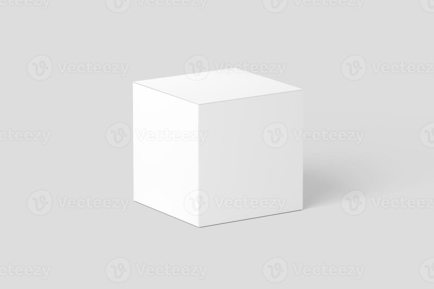 Square Box 3D Rendering White Blank Mockup photo