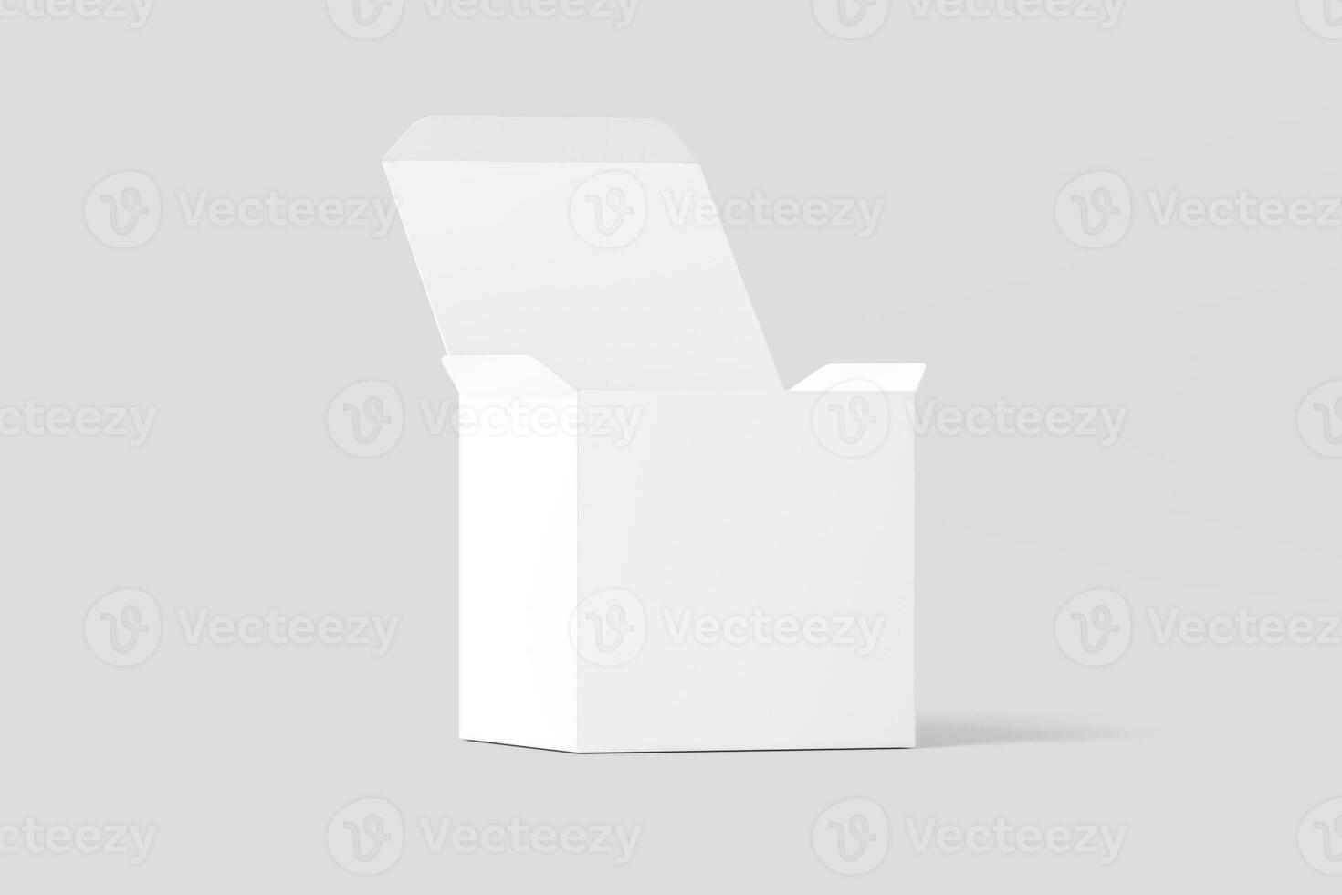 Square Box 3D Rendering White Blank Mockup photo