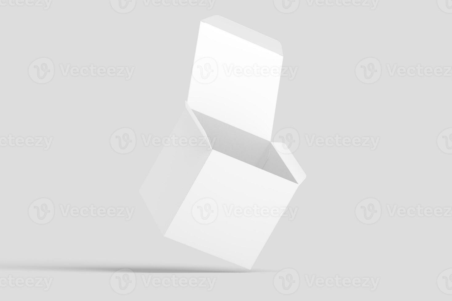 Square Box 3D Rendering White Blank Mockup photo