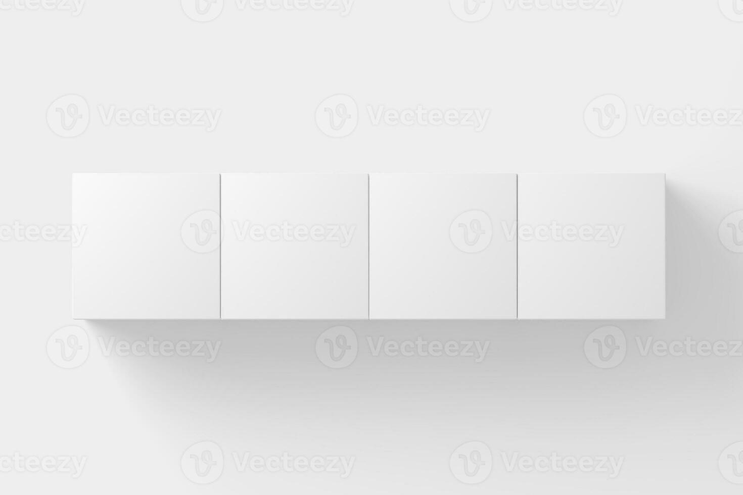 Square Box 3D Rendering White Blank Mockup photo