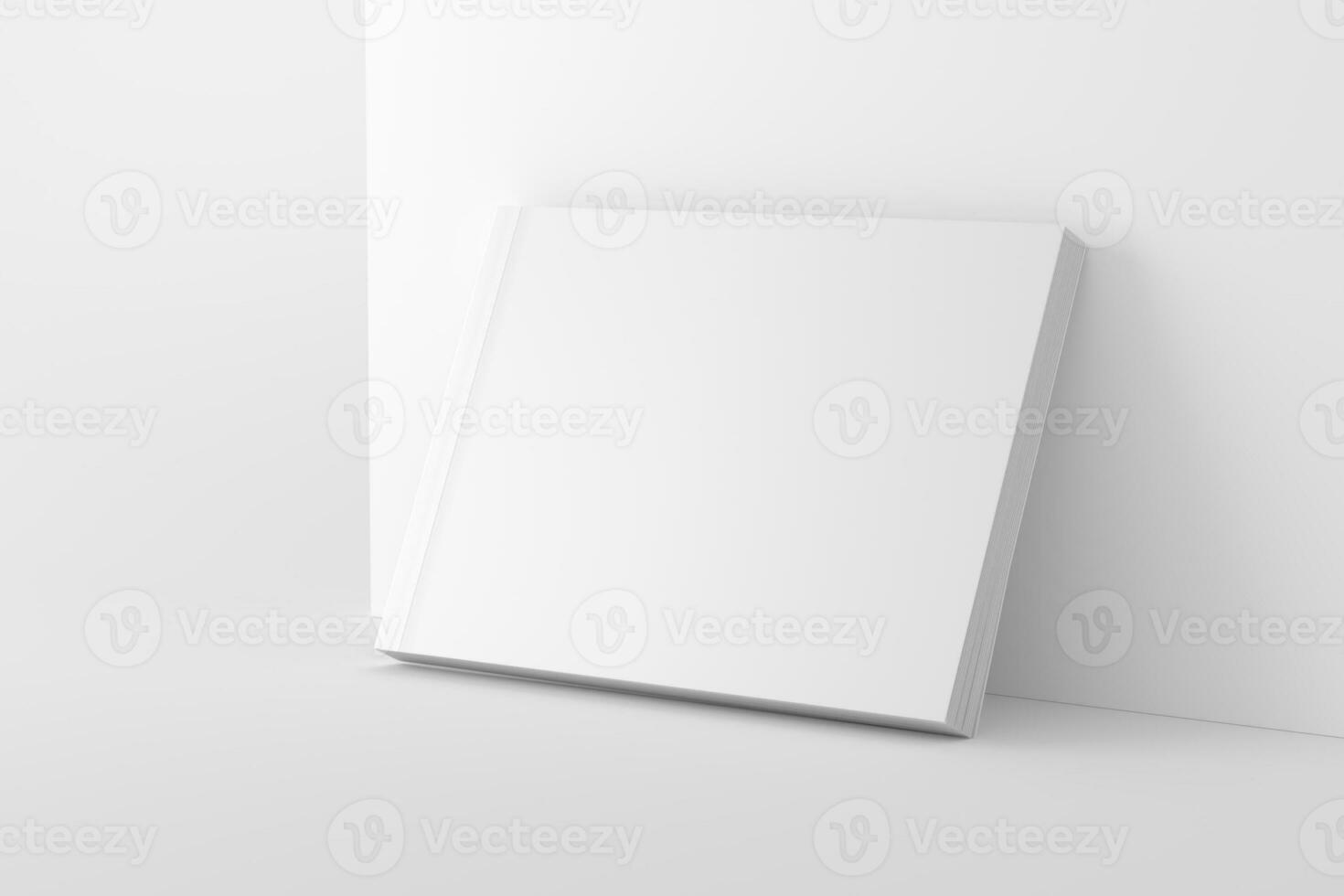 Softcover Landscape Book White Blank 3D Rendering Mockup photo