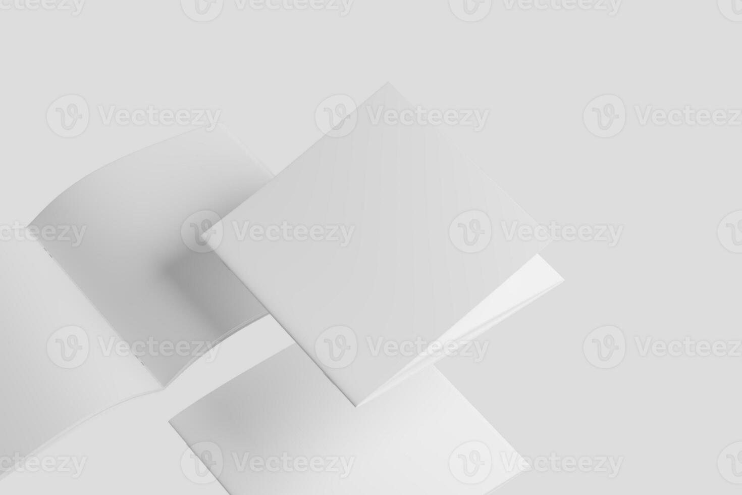 Square Brochure Magazine 3D Rendering White Blank Mockup photo