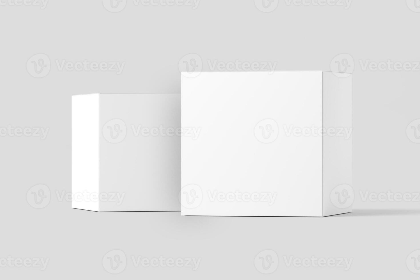 Square Box 3D Rendering White Blank Mockup photo