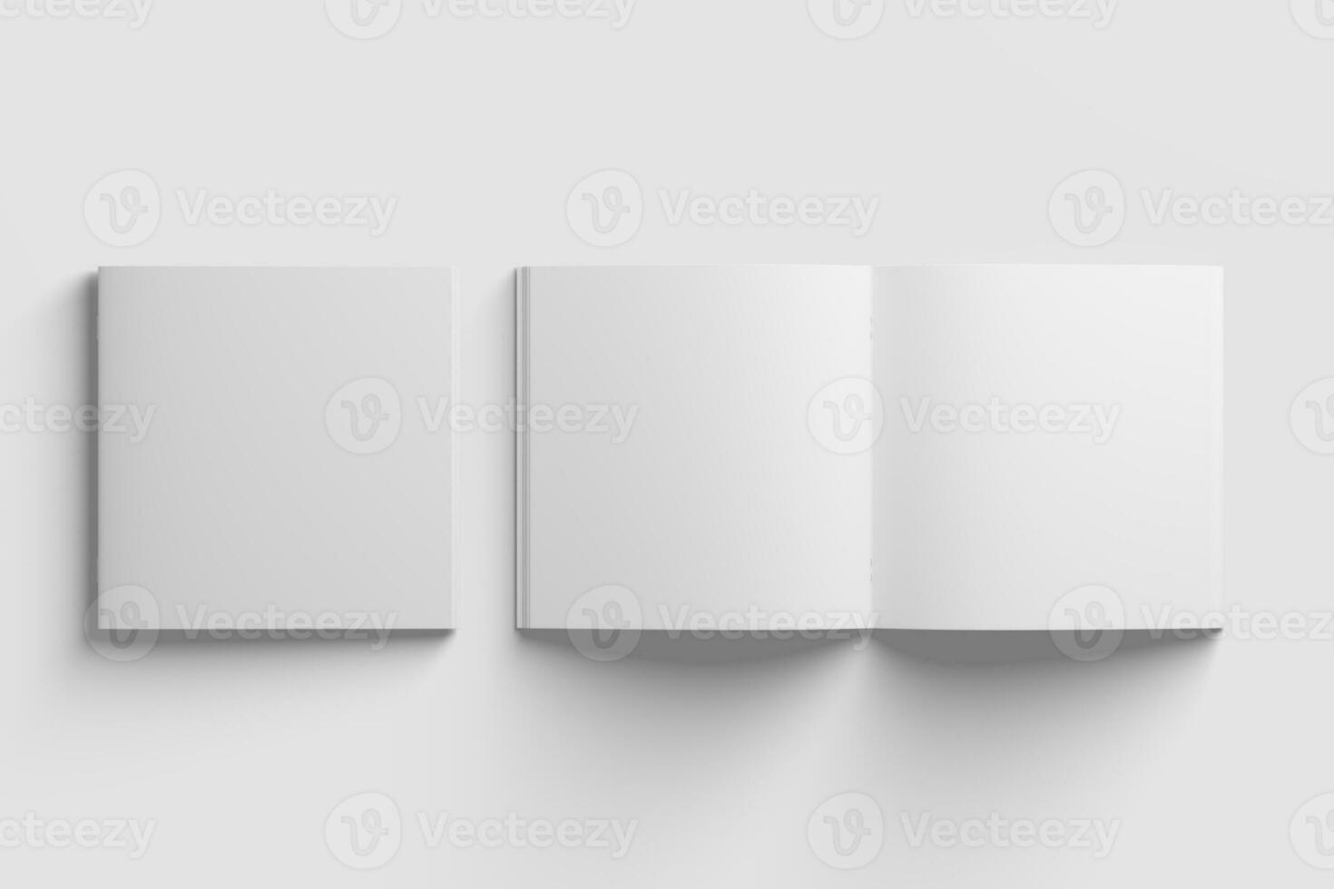 Square Brochure Magazine 3D Rendering White Blank Mockup photo