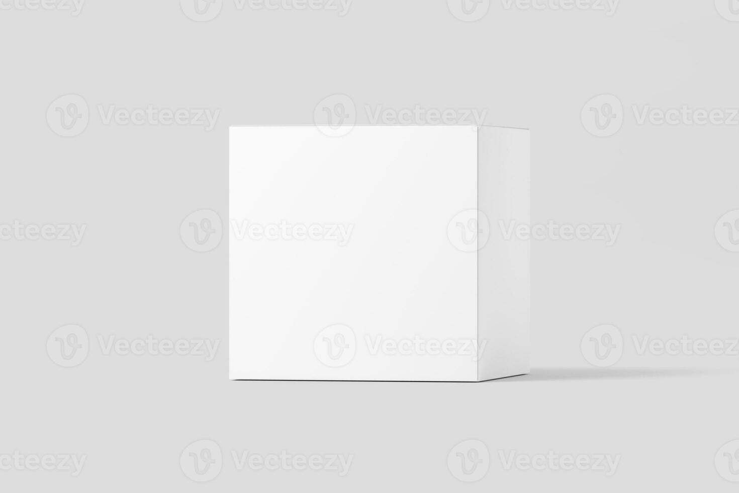 Square Box 3D Rendering White Blank Mockup photo