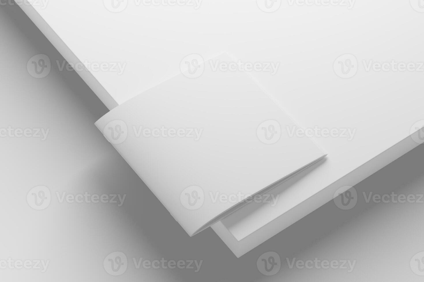 Square Brochure Magazine 3D Rendering White Blank Mockup photo