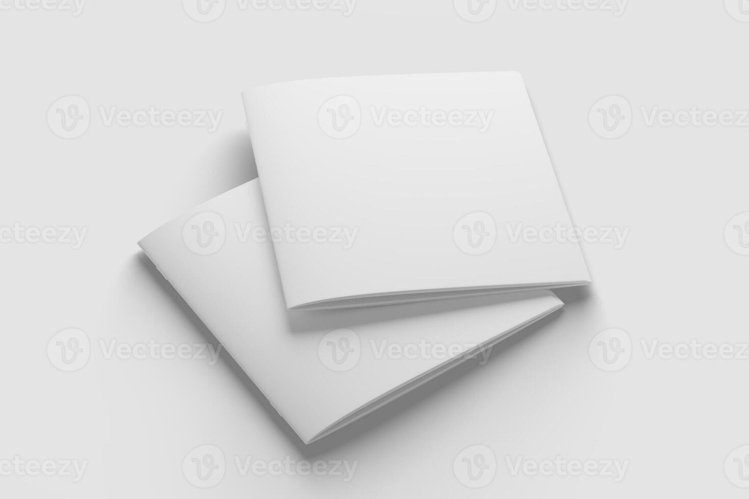 Square Brochure Magazine 3D Rendering White Blank Mockup photo