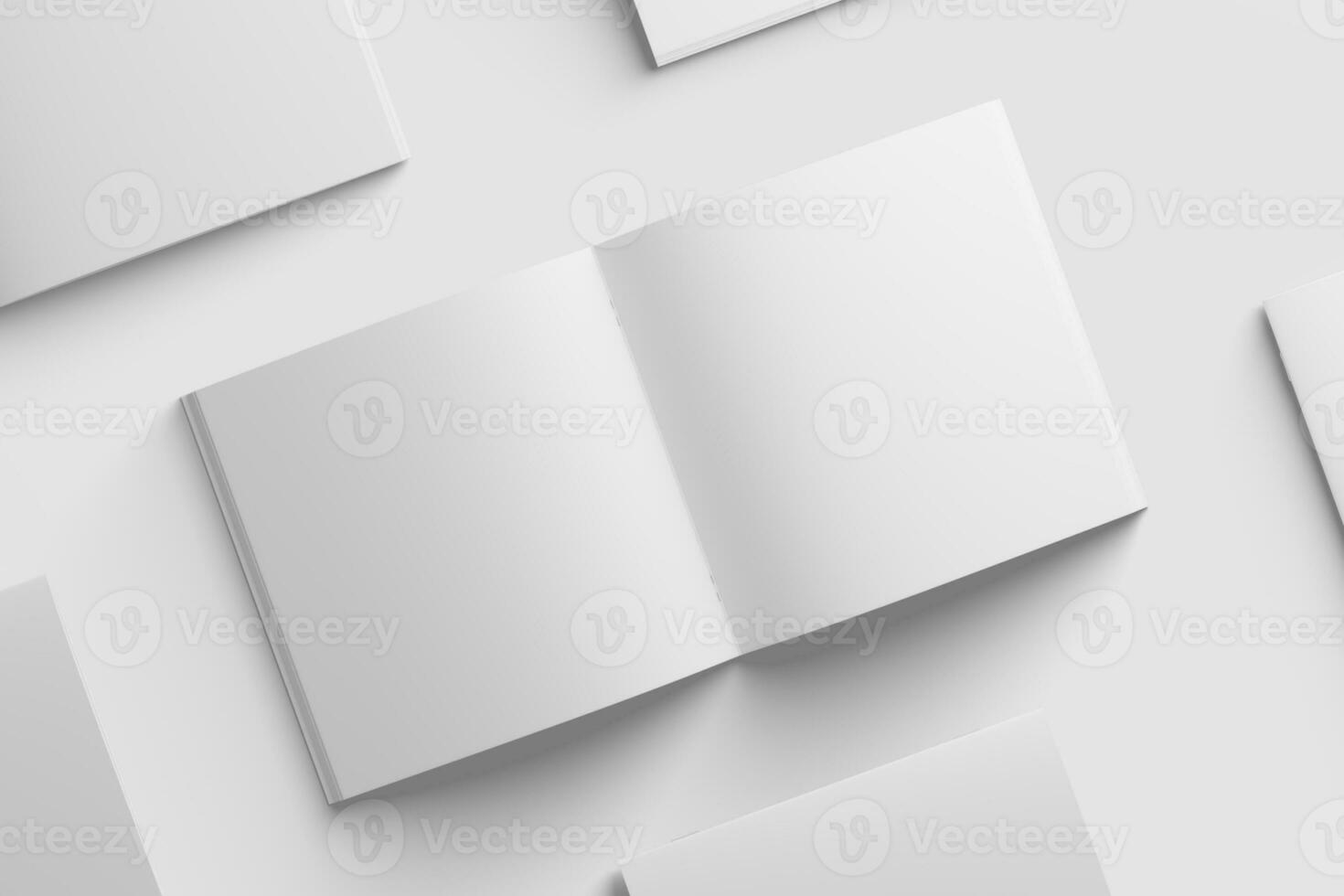 Square Brochure Magazine 3D Rendering White Blank Mockup photo