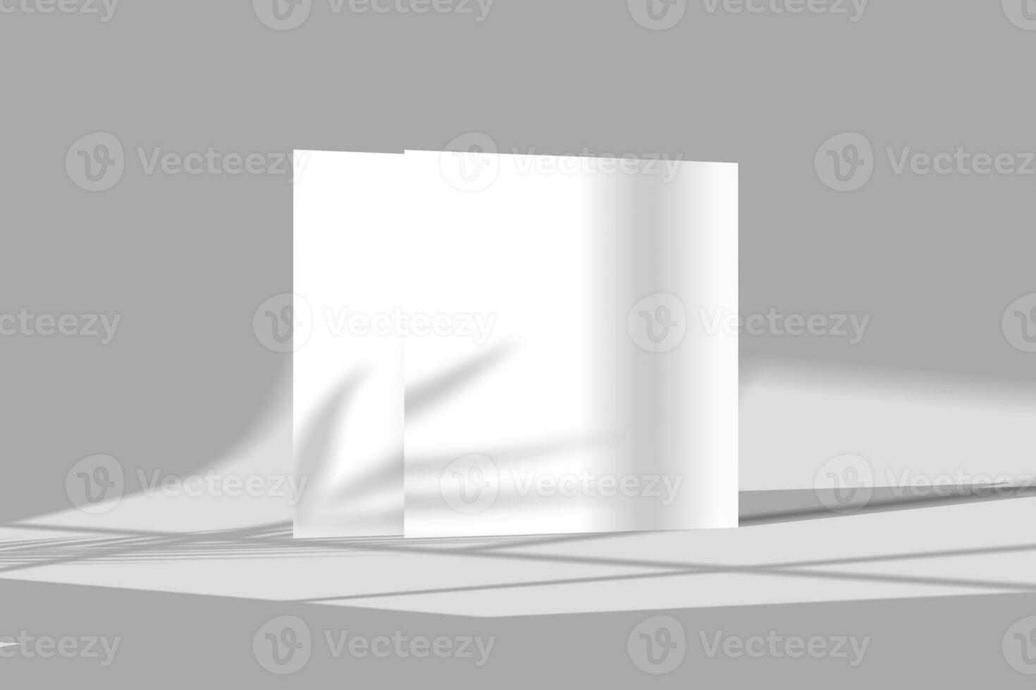 A4 A5 Square Flyer With Shadow Overlay 3D Rendering White Blank Mockup photo