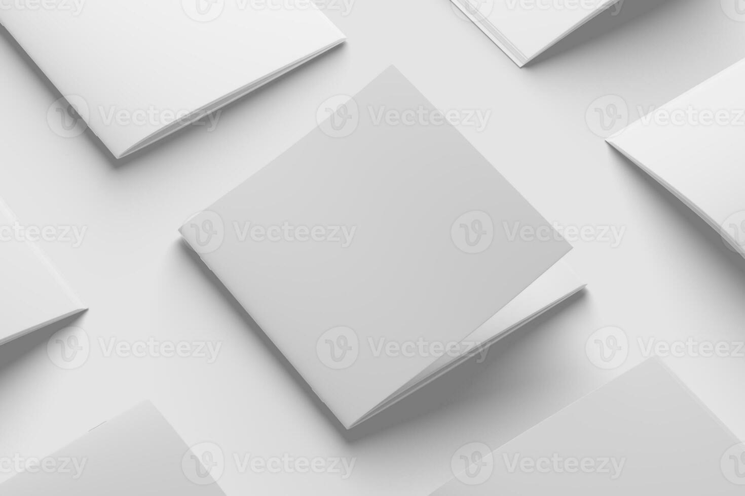 Square Brochure Magazine 3D Rendering White Blank Mockup photo