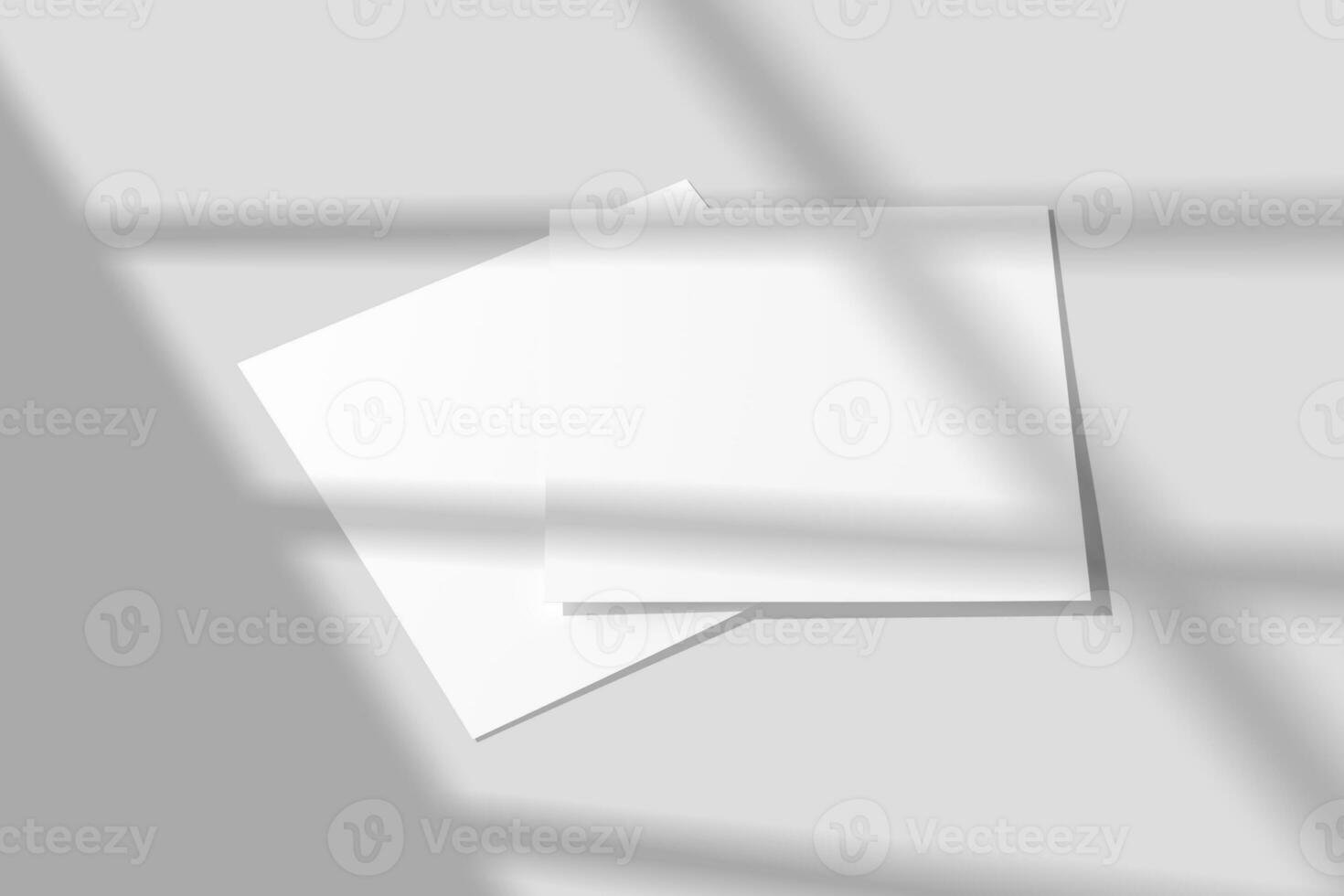 A4 A5 Square Flyer With Shadow Overlay 3D Rendering White Blank Mockup photo