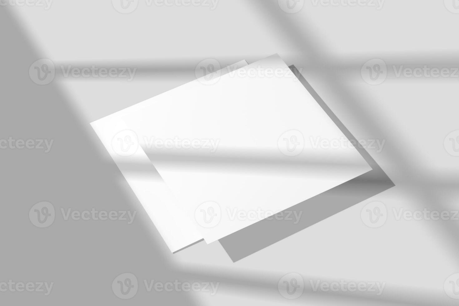 A4 A5 Square Flyer With Shadow Overlay 3D Rendering White Blank Mockup photo