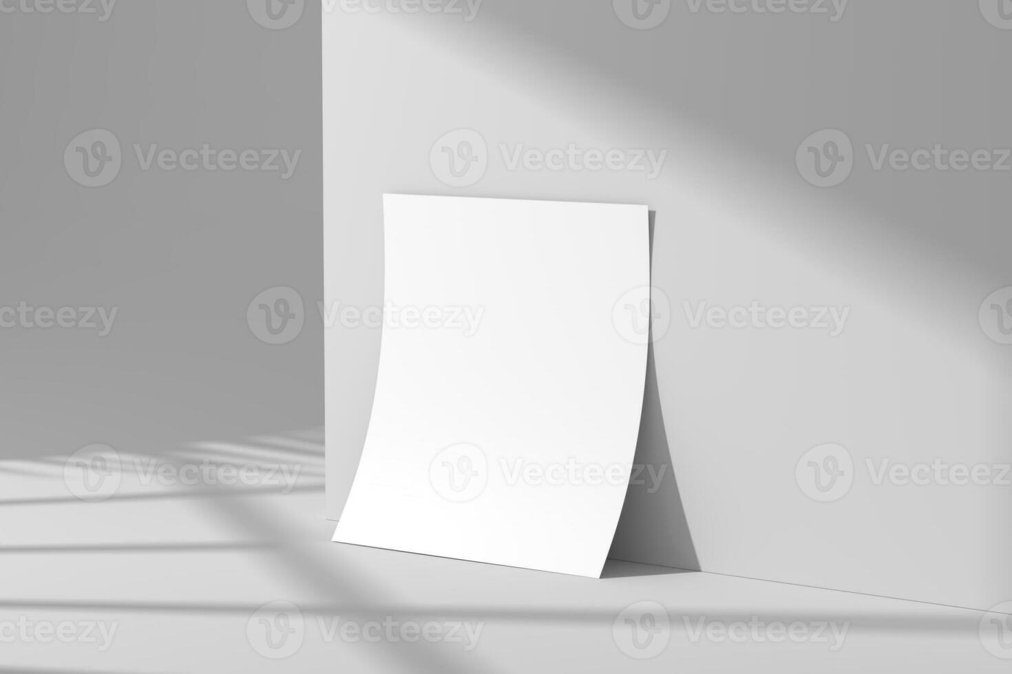 A4 A5 Square Flyer With Shadow Overlay 3D Rendering White Blank Mockup photo