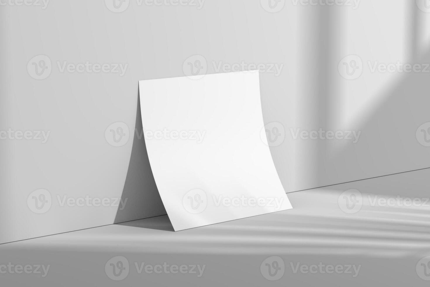 A4 A5 Square Flyer With Shadow Overlay 3D Rendering White Blank Mockup photo