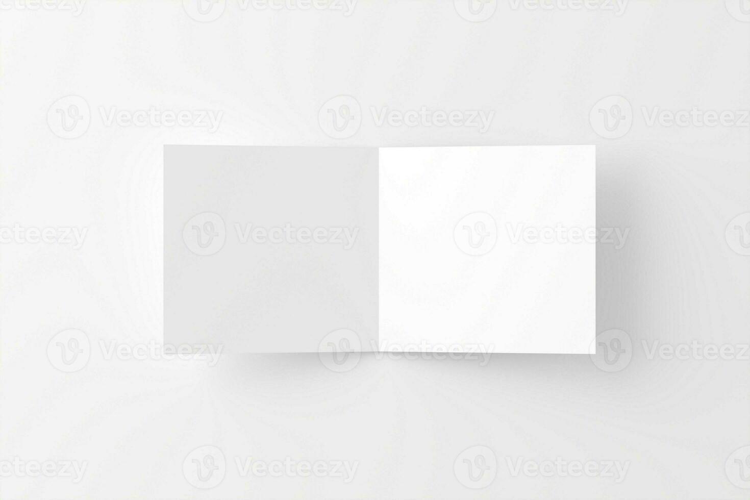 Square Folded Invitation Card With Envelope White Blank 3D Rendering Mockup photo