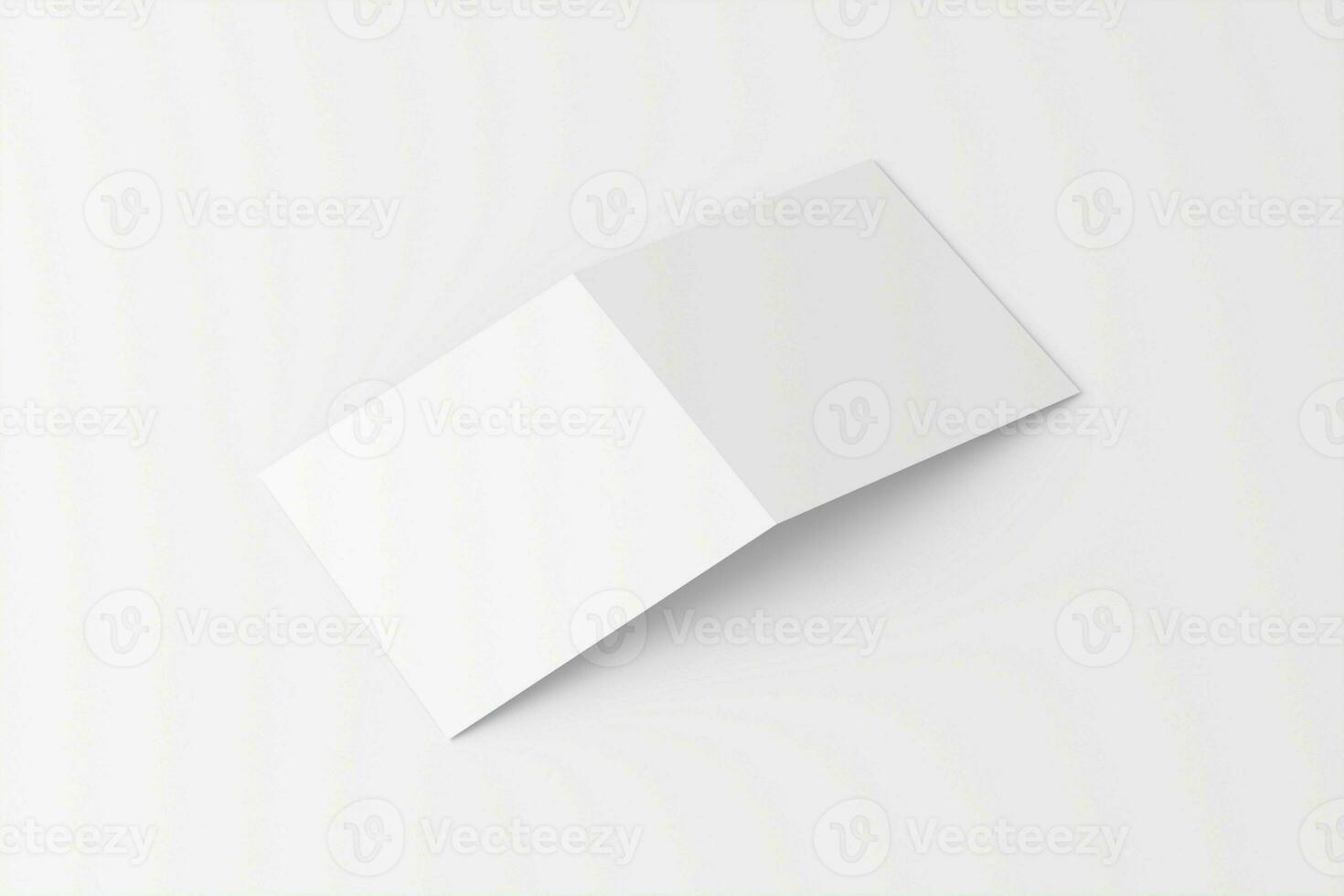 Square Folded Invitation Card With Envelope White Blank 3D Rendering Mockup photo