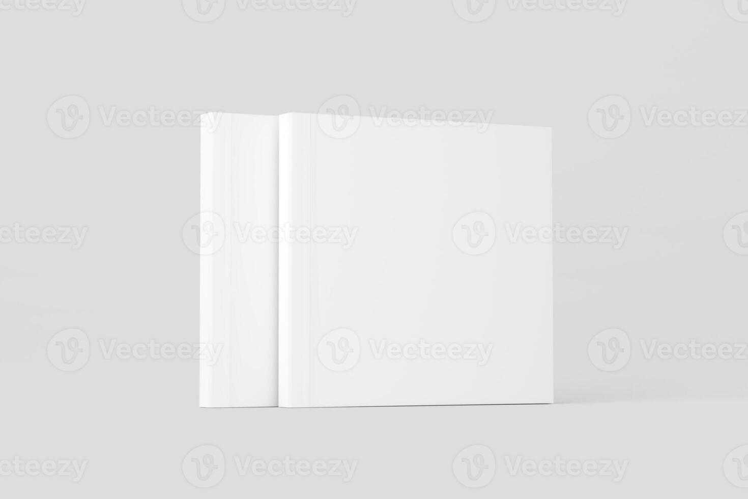 Square Softcover Book White Blank 3D Rendering Mockup photo