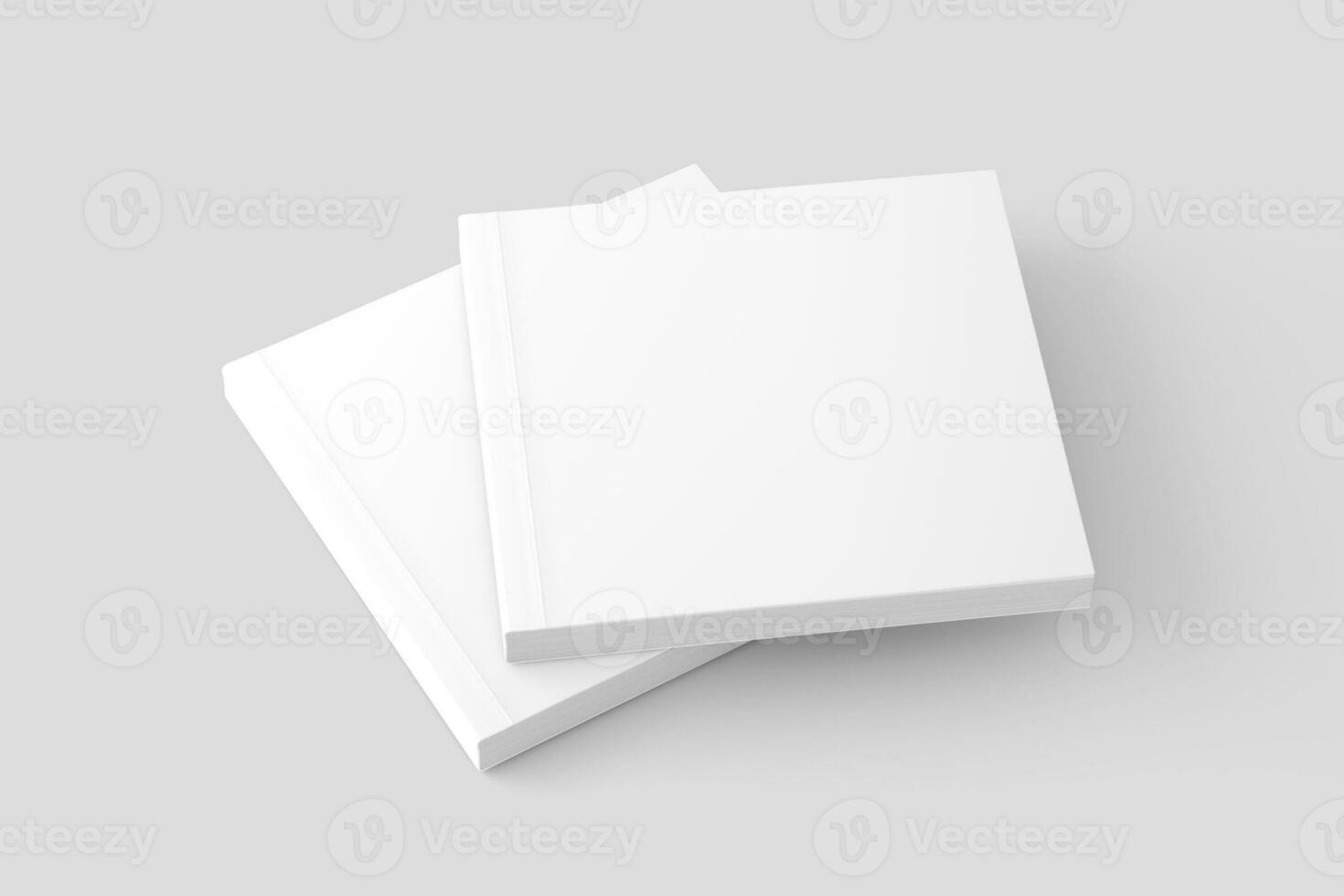 Square Softcover Book White Blank 3D Rendering Mockup photo