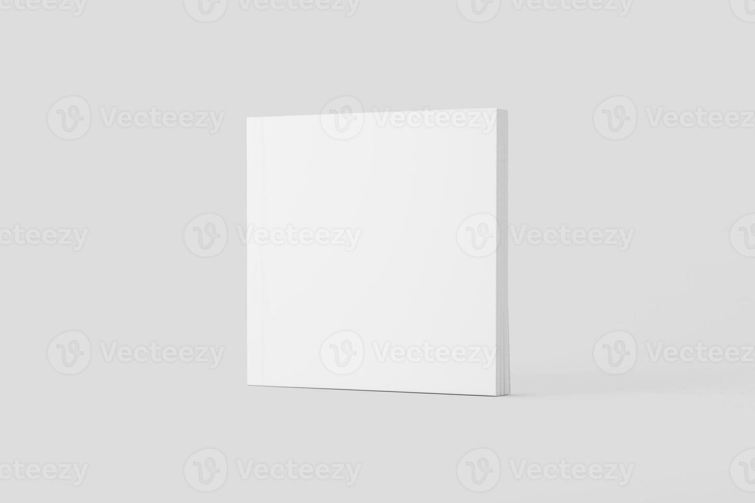 Square Softcover Book White Blank 3D Rendering Mockup photo
