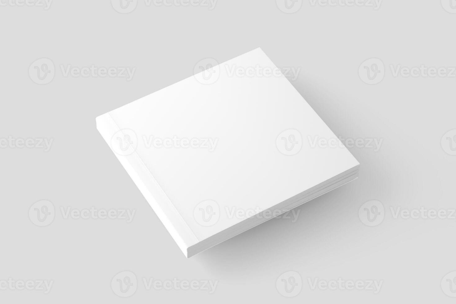 Square Softcover Book White Blank 3D Rendering Mockup photo