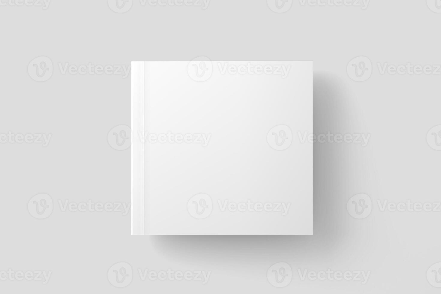 Square Softcover Book White Blank 3D Rendering Mockup photo