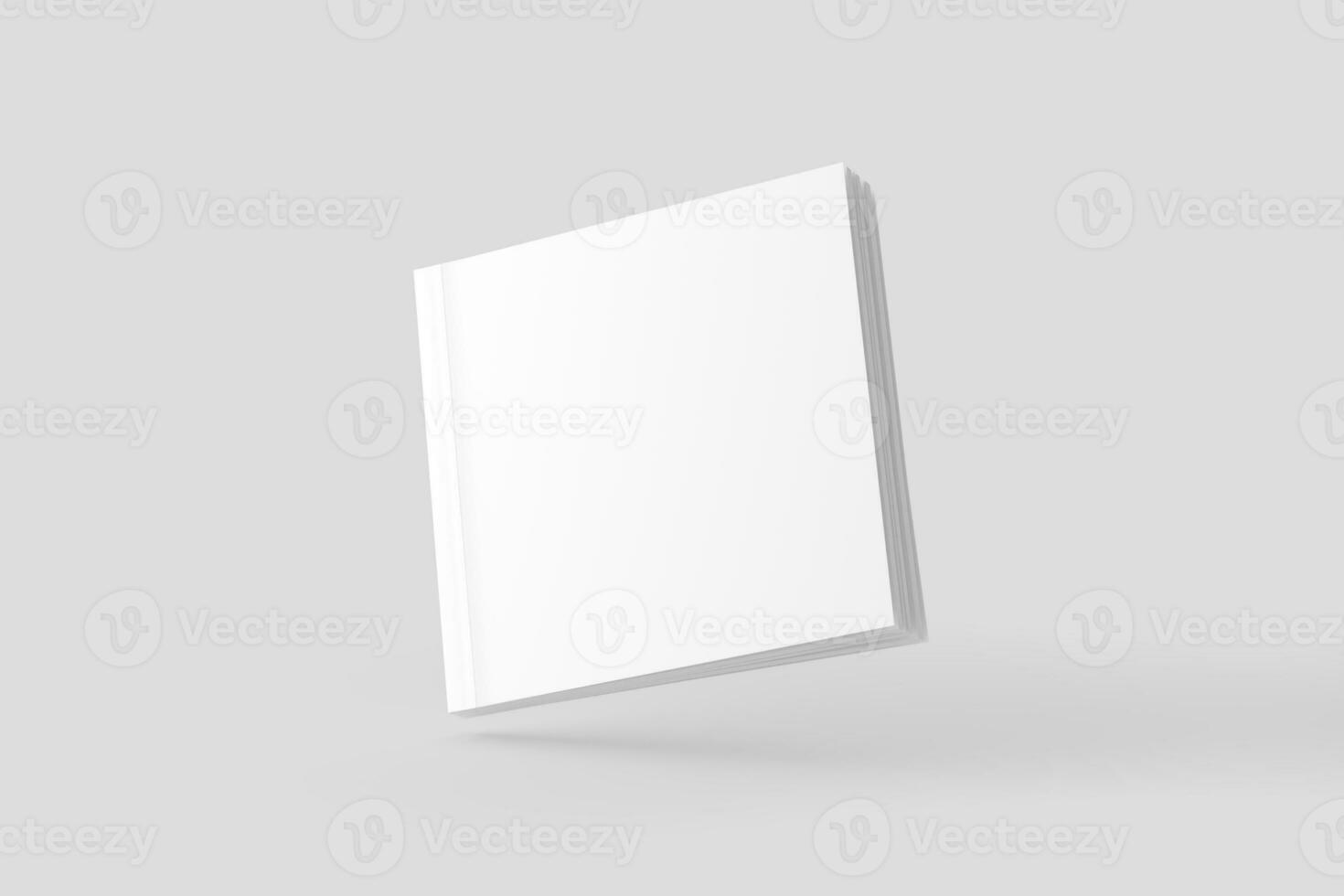 Square Softcover Book White Blank 3D Rendering Mockup photo