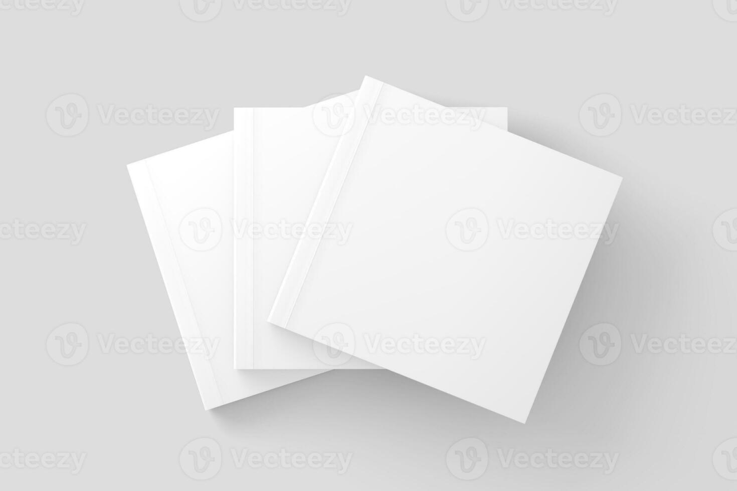 Square Softcover Book White Blank 3D Rendering Mockup photo