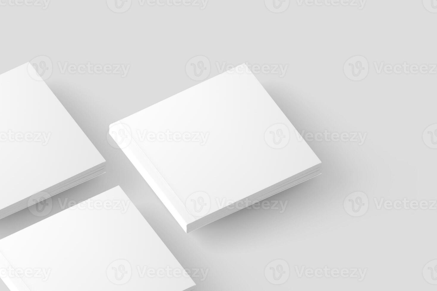 Square Softcover Book White Blank 3D Rendering Mockup photo