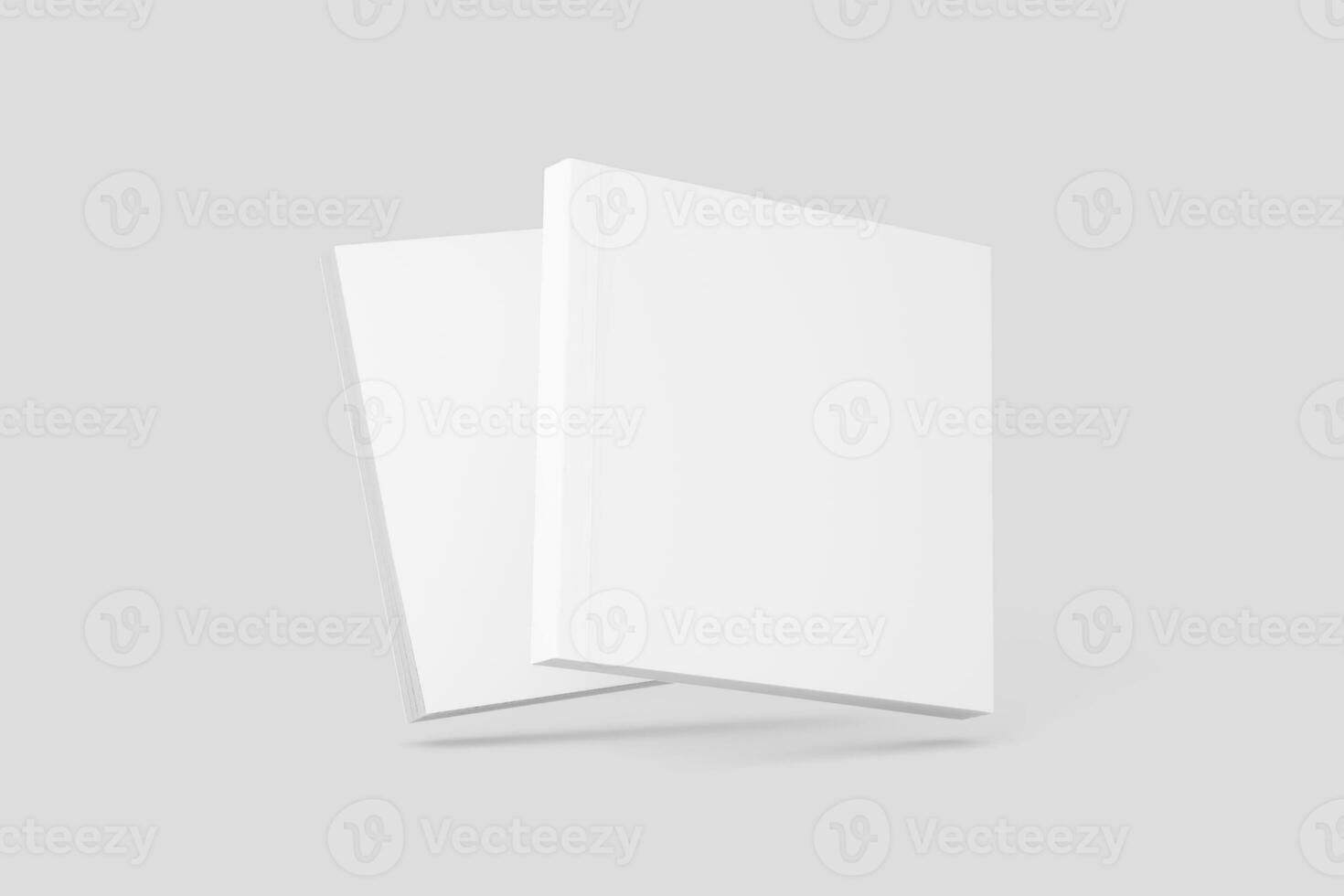 Square Softcover Book White Blank 3D Rendering Mockup photo