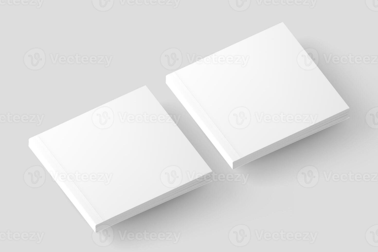 Square Softcover Book White Blank 3D Rendering Mockup photo
