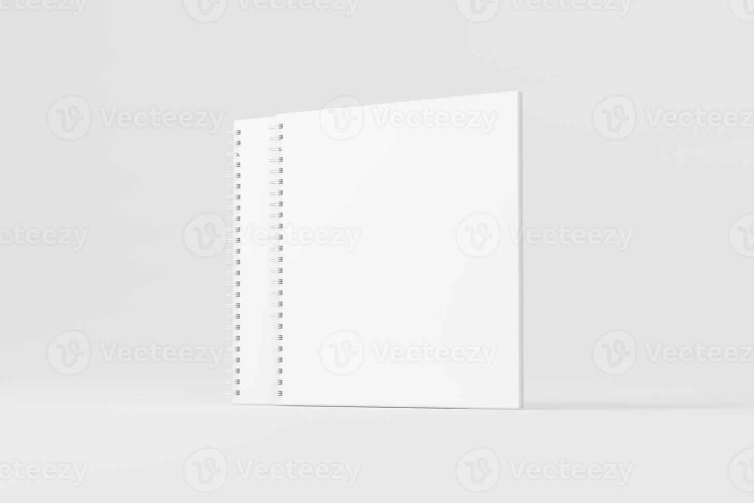Square Spiral Notebook 3D Rendering White Blank Mockup photo