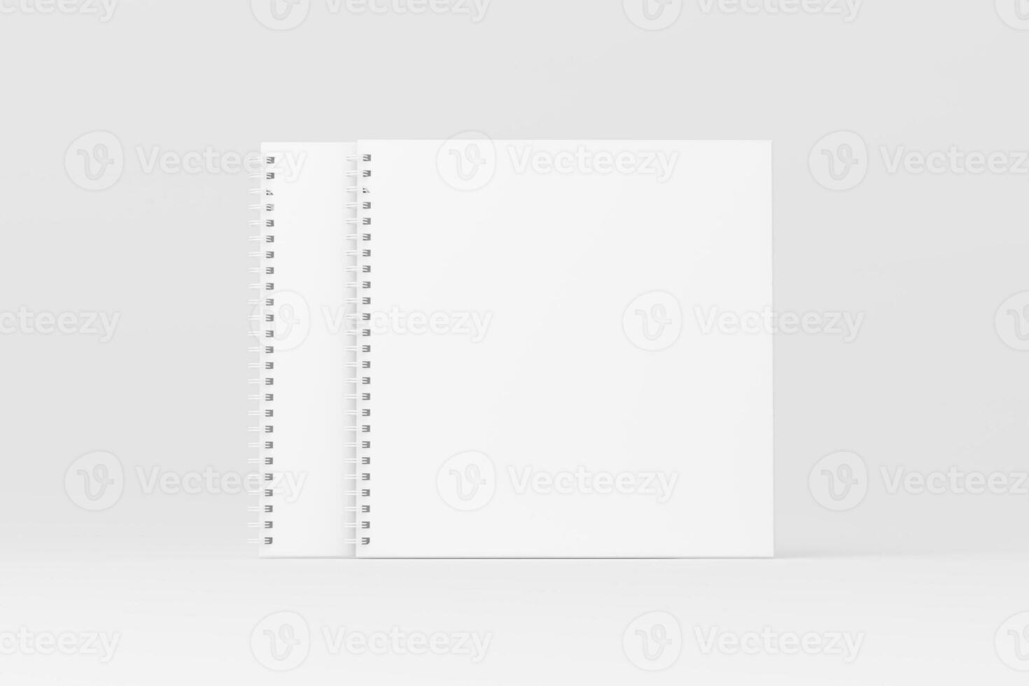 Square Spiral Notebook 3D Rendering White Blank Mockup photo
