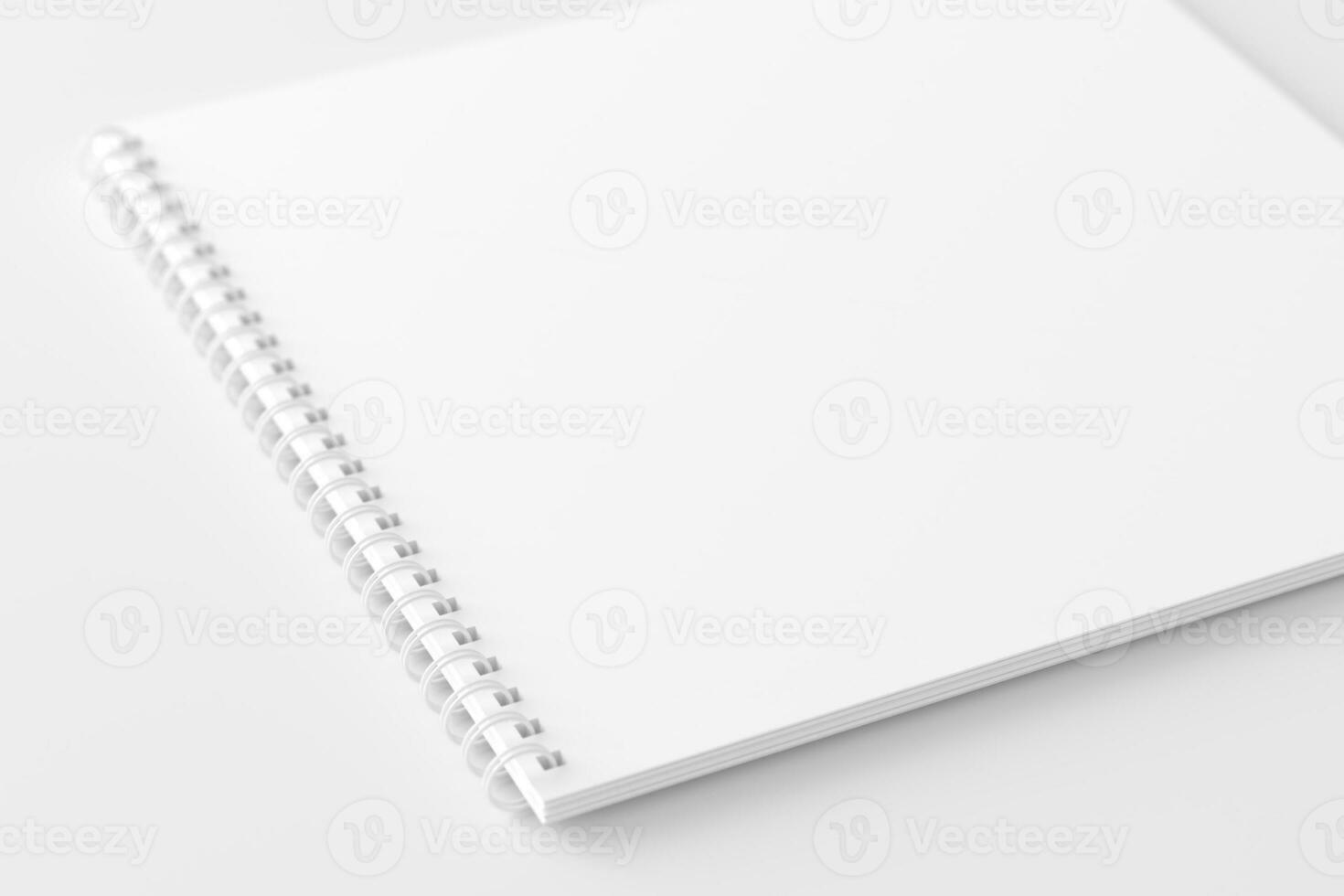 Square Spiral Notebook 3D Rendering White Blank Mockup photo