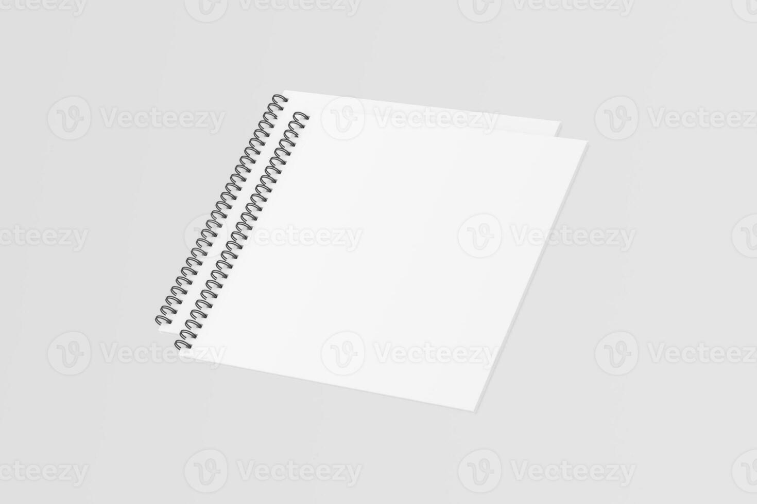 Square Spiral Notebook 3D Rendering White Blank Mockup photo