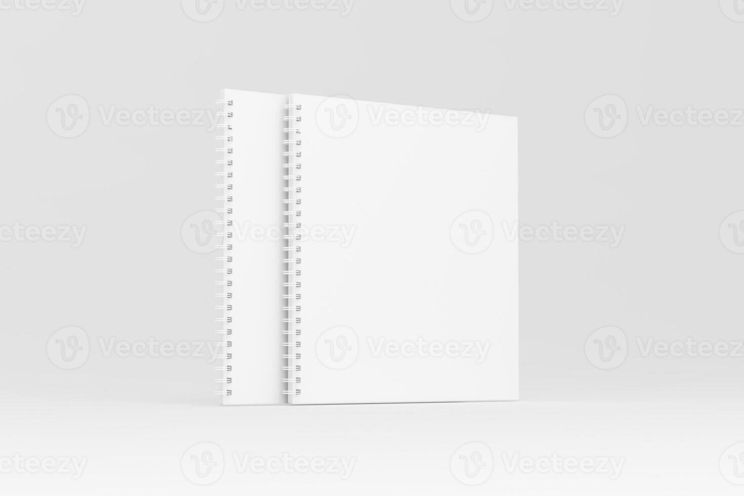 Square Spiral Notebook 3D Rendering White Blank Mockup photo