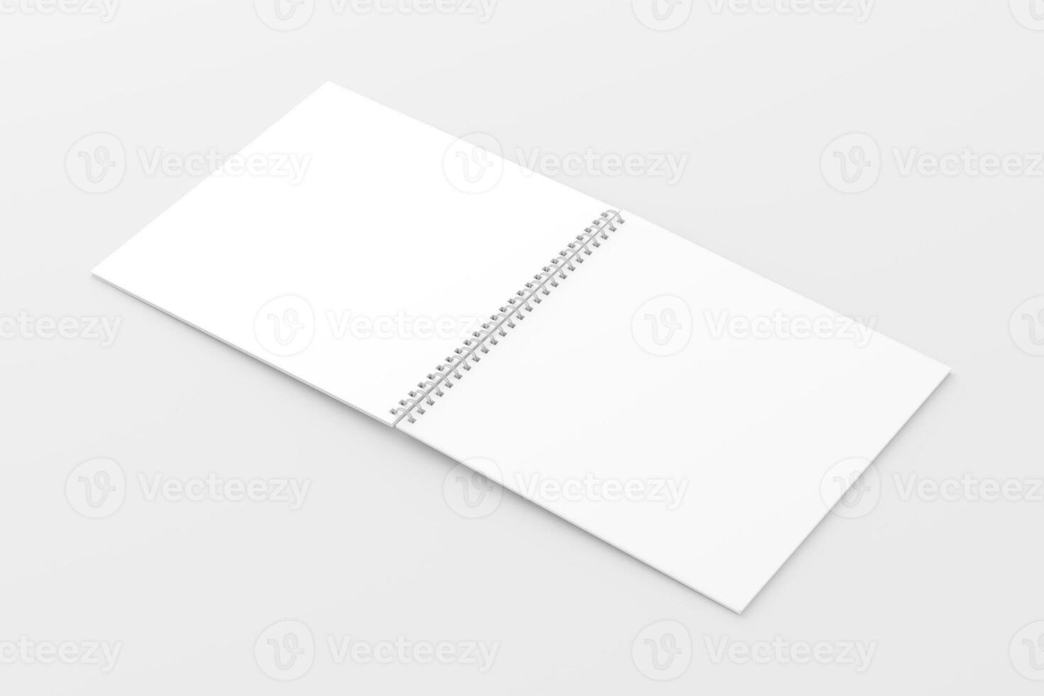 Square Spiral Notebook 3D Rendering White Blank Mockup photo