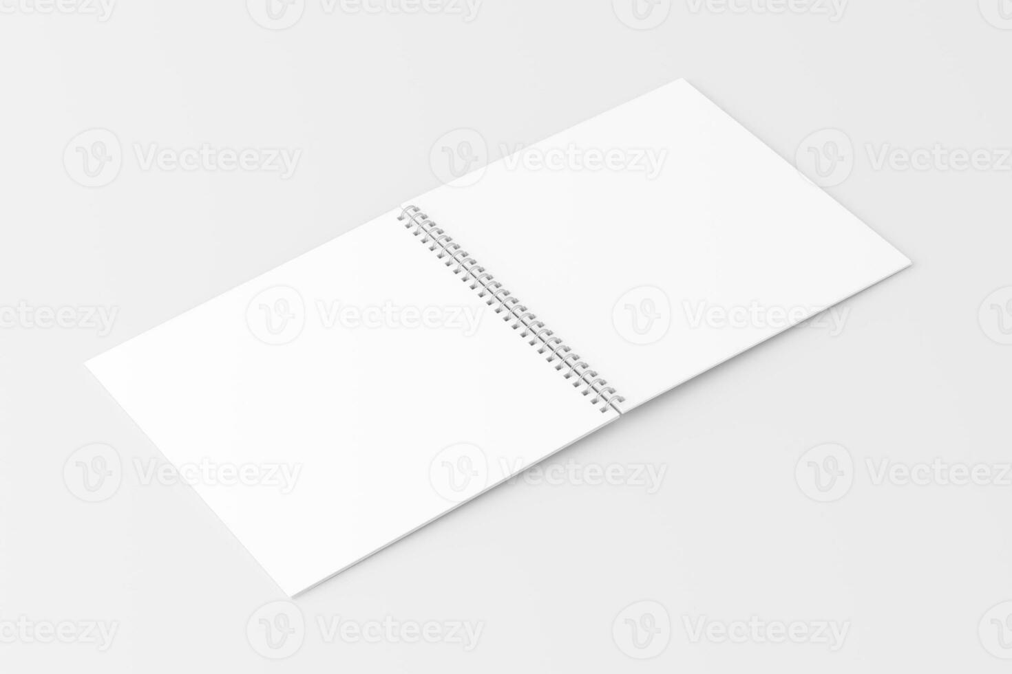 Square Spiral Notebook 3D Rendering White Blank Mockup photo