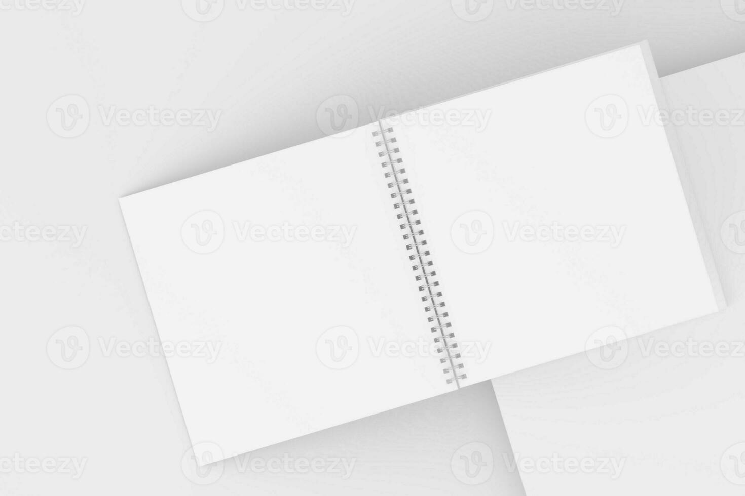 Square Spiral Notebook 3D Rendering White Blank Mockup photo