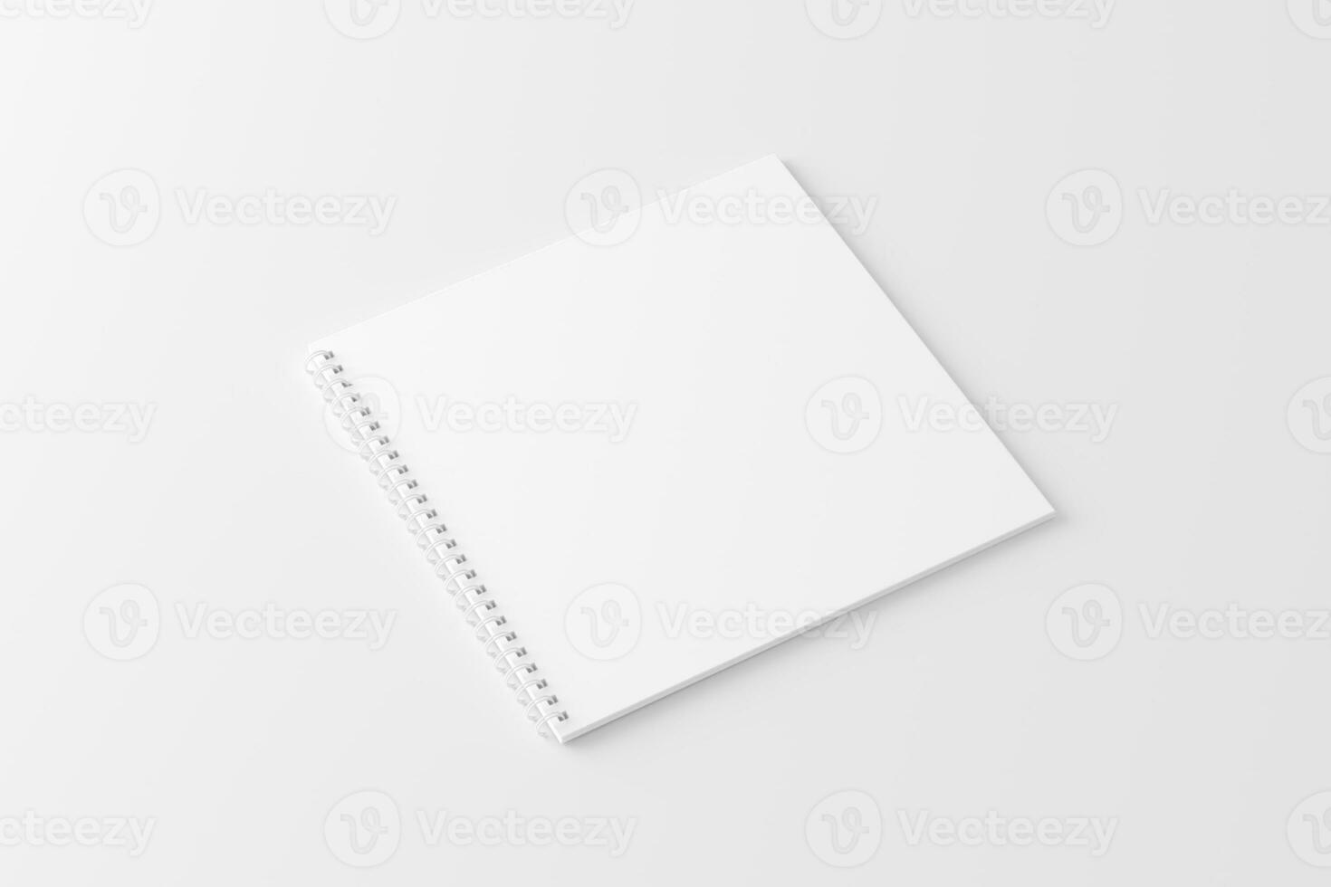 Square Spiral Notebook 3D Rendering White Blank Mockup photo